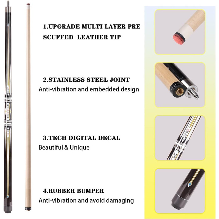 Більярдний кий для пулу Ahorn - набір 2 шт. (147,3 см)