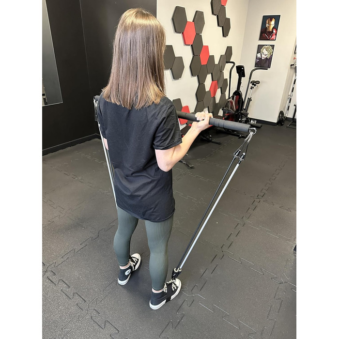 Набір Pilates Bar MuscleForge з 4 еспандерами, фітнес-набір для йоги, тренажер для талії та пресу, скульпт-стікт для домашніх тренувань для жінок і чоловіків