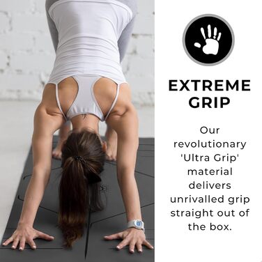 Килимок для йоги Plyopic Ultra-Grip Pro+ – антиковзаюча поверхня, комфортний та стійкий до поту. Лінія вирівнювання. Для йоги, пілатесу, бікраму та хот-йоги