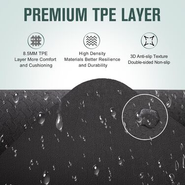 Килимок для йоги Marjar з неслизьким покриттям, фітнес-килимок для занять спортом, 183 x 61 x 0.6-1 см (сірий)