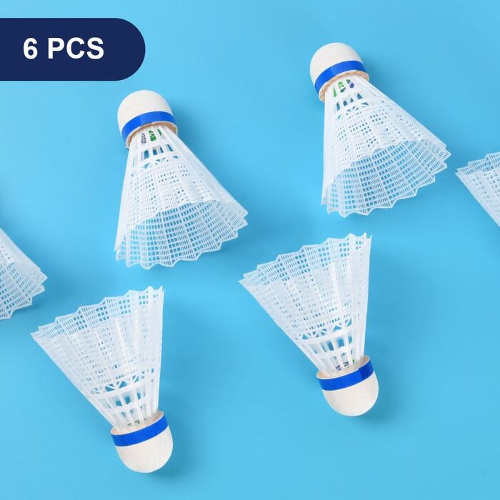 Набір для бадмінтона Flintronic, 6 нейлонових воланів, висока стабільність та довговічність, для тренувань в приміщенні та на вулиці, білий (6 шт.)