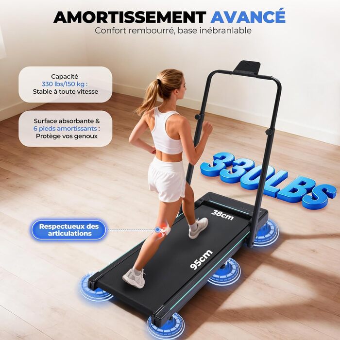 GTPLAYER Ходунка для ходьби, біговий доріжки для дому, складана з LED-дисплеєм та пультом, регульовані підлокітники, двигун 2.5 PS, фітнес, тренування, домашній фітнес, зелений