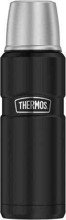 Термос із нержавіючої сталі Thermos 470 мл чорний матовий, ізольована пляшка з чашкою, зберігає тепло до 12 годин, холод до 24 годин, герметичний, без BPA, підходить для посудомийки