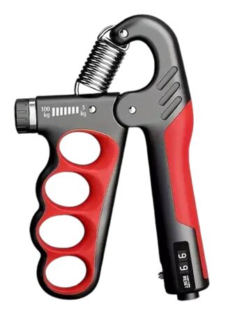 Регульований тренажер для кисті та передпліччя з лічильником навантаження 5-100 кг, механічний тренажер для сили, реабілітації, скелелазіння, фітнесу та зняття стресу (червоний)
