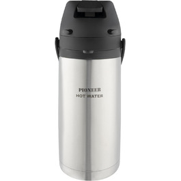 Термос-диспенсер Pioneer Airpot 1.9 л, нержавіюча сталь, для води, ізольований, подвійні стінки, з ручкою, зберігає тепло до 8 годин та холод до 24 годин