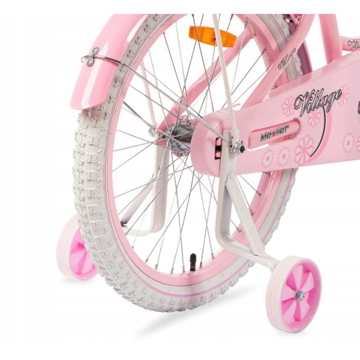 Дитячий велосипед для дівчинки Mexller, 20 дюймів, рожевий, з додатковими страховочними колесами