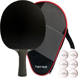Турнічний стіл тенісний набір Heinsa Carbon Profi Black Edition: ракетка, м'ячі, сумка, легке дерево, ITTF, преміум-якість