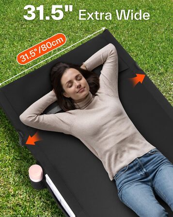 Розкладне ліжко Sportneer для кемпінгу та відпочинку на природі: легке, компактне, алюмінієве (190x70 см)