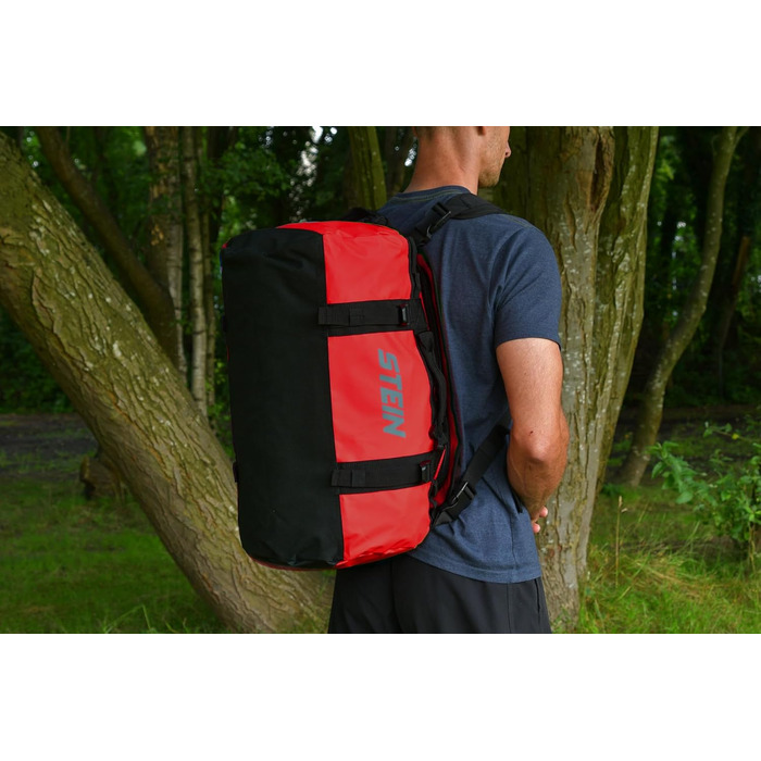 Водостійка сумка-рюкзак STEIN Metro 40 л, червона — трансформер з ПВХ-покриття, компресійними ременями та м'якими плечовими ременями