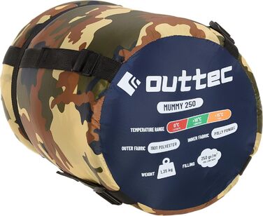 Спальний мішок Outtec з капюшоном, мумієподібний, ультралегкий, компактний, для кемпінгу, для дітей та дорослих, Outdoor, ковдровий (з візерунком)