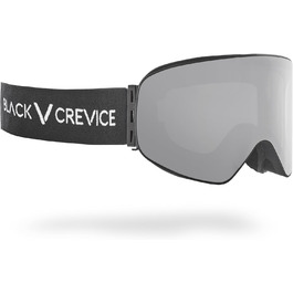 Універсальні лижні окуляри Black Crevice без оправи, циліндричні лінзи, снігові окуляри з UV-захистом та антифогом для власників окулярів, чорний/сріблясте дзеркало