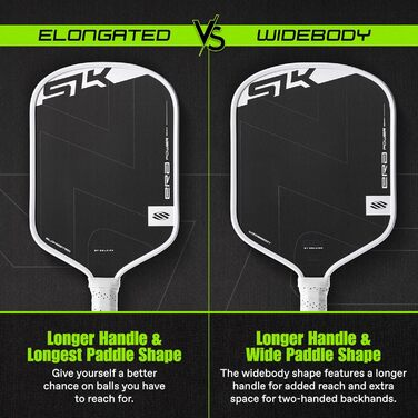 Paddel для піклболу SLK ERA Power: карбон + скловолокно, динамічний Fusion-ядро, для агресивної гри (білий/оптимальний захват)