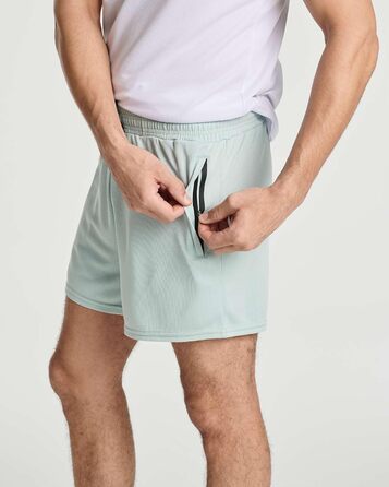 Чоловічі бігові шорти Real Essentials (4 шт. в наборі) з сітчастої тканини, швидковисихаючі, з кишенями на блискавці та шнурком. Розміри: L, XXL