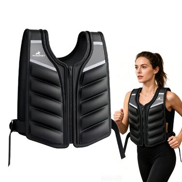 Утяжелитель RHINOSPORT 4.5 кг, 6.8 кг, 9.1 кг унісекс – Преміум жилет для фітнесу з світловідбиваючими смугами та кишенею для рук, для силових тренувань, схуднення, дому/залу