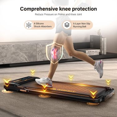 Доріжка для ходьби Walking Pad 2.5 к.с., тиха, з пультом та LED-дисплеєм, компактна бігова доріжка для дому та офісу, чорна з поручнем
