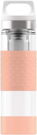 Термос-пляшка скляна SIGG Hot & Cold 0.4 л, ізольована, безпечна, з силіконовим чохлом Shy Pink