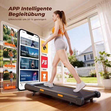Walking Pad з регулюванням нахилу 12%, амортизація, біговий стіл з розумним додатком, двигун 2.5PS, для дому та офісу, пульт дистанційного керування та LED дисплей, 180 кг, автоматичний нахил та додаток