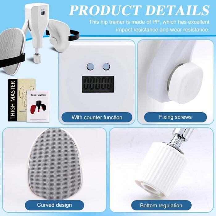 Тренування стегон та внутрішньої поверхні ніг Thigh Master: регульований опір 10.0-35.9 кг, для формування сідниць та зміцнення м'язів тазу