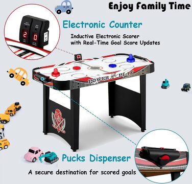 Набір для гри в аерохокей з цифровою системою підрахунку очок, 4 фути, для дорослих (2 шайби, 2 ручки)