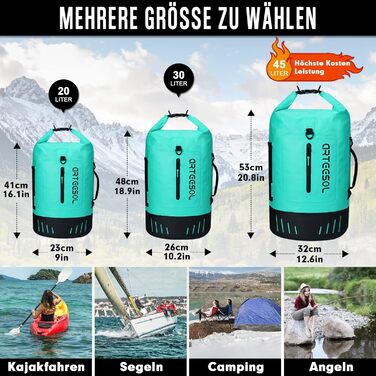 Водонепроникний рюкзак Blackace Arteesol Dry Bag 20L/30L/40L/45L для каякінгу, кемпінгу, трекінгу та водних видів спорту (М'ята, 30L)