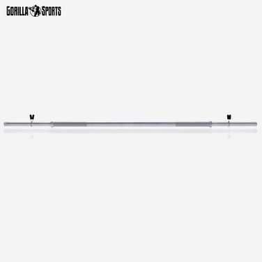Штанга GORILLA SPORTS хромована 30 мм, 120/150/170 см, з двома пружинними замками, до 200 кг – гриф для штанги, гантельний гриф