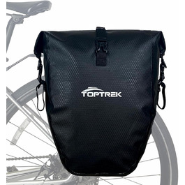 Велосипедна сумка на багажник toptrek 23-28 л, водонепроникна з відбивачами, ручкою та плечовим ременем, чорна