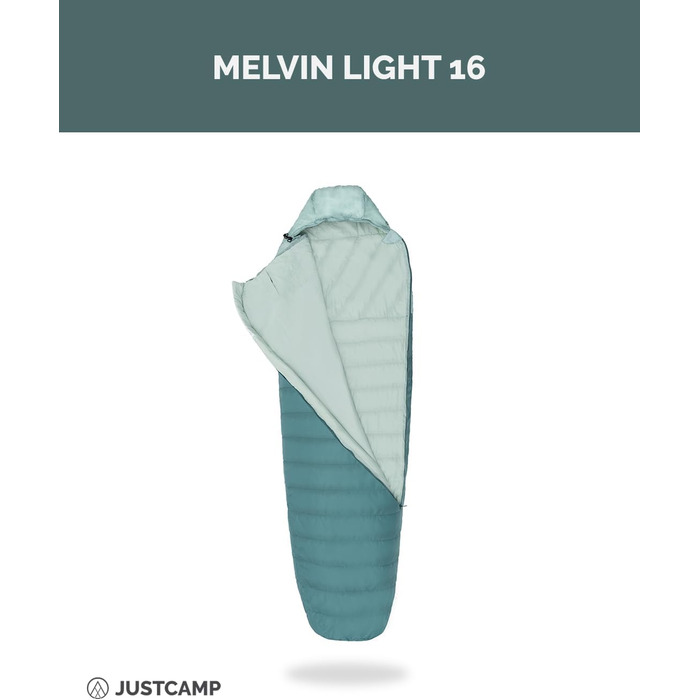 Спальник Justcamp Melvin Light 3 сезони (до 200 см) - для кемпінгу, подорожей, туризму - м'ятний колір