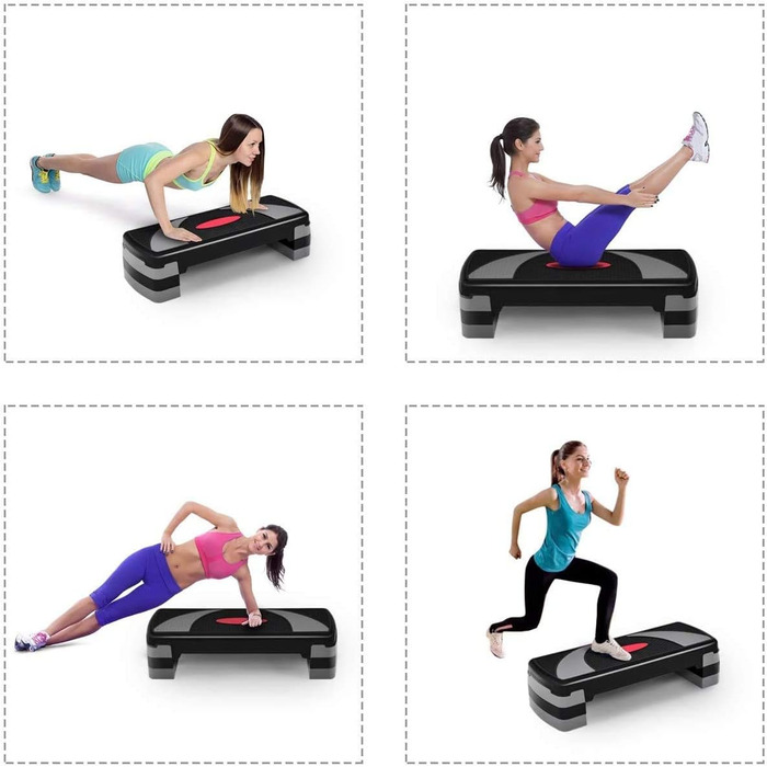 Аеробічний степ-платформа EnjoyFit XL преміум, 3-рівнева висота, 78x30x10/15/20 см, зелено-чорна