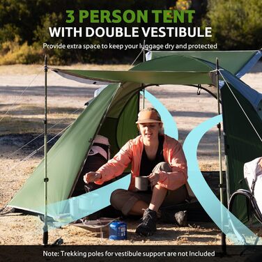 Намет Naturehike Bleik Ultraleicht 2-3 особи для кемпінгу, трекінгу та велотуризму (240x290x125 см, Зелений)