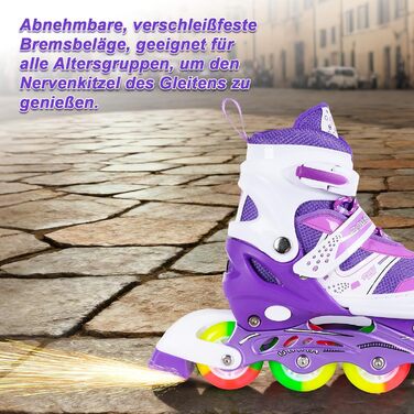 Дитячі ролики JIFAR Inliner з регулюванням розміру та підсвічуванням, розміри 30-33, 34-37, фіолетовий колір