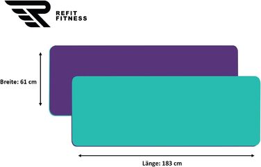 Килимок для йоги GeckoGrip Perfect-Fit 190x60x0.6 см TPE Sensi-Plus: Нековзний, екологічний, з ременем - для гімнастики та спорту (бірюзовий/ліловий)