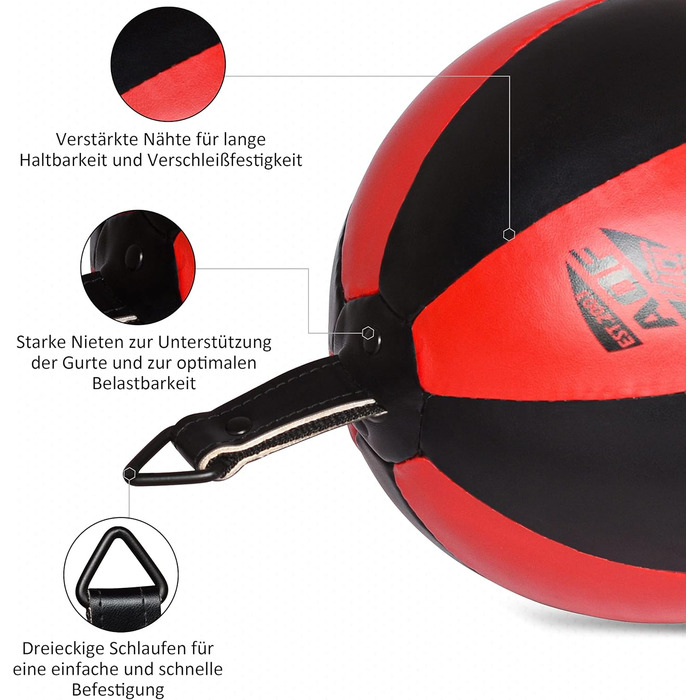 Набір для боксу AQF: боксерська груша, м'яч для швидкості, шкіряні рукавички. Тренування для дорослих. Чорний/червоний