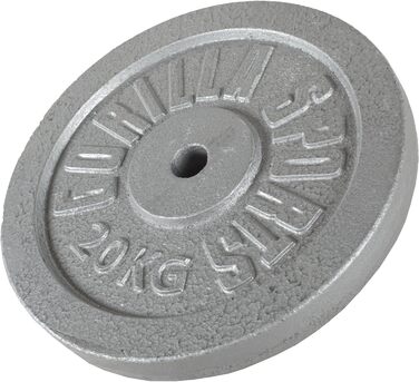Диски для штанги GORILLA SPORTS, чавунні, 0,5-30 кг, 30/31 мм, сріблясто-чорні – набори та окремі ваги