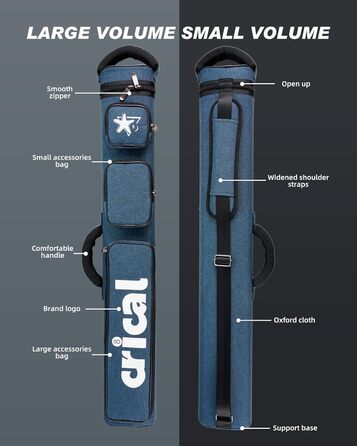 Кейс для більярдних київ CRICAL, 2 x 2 жорсткі кишені для снукеру, з штучної шкіри/оксфордського канвасу (синій)