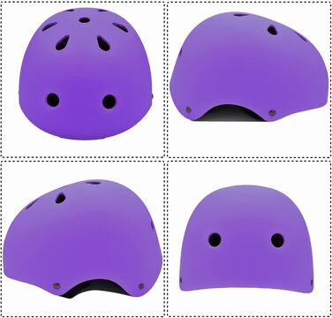 Дитячий велосипедний шолом Kinder-Fahrradhelm з налокітниками, наколінниками та захистом зап'ясть, фіолетовий, розмір S (3-8 років)
