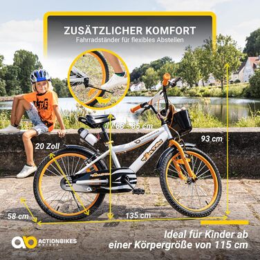 Дитячий велосипед Actionbikes 12/16/20 дюймів, V-Brake, з крилами, для хлопчиків і дівчаток, від 2 до 9 років