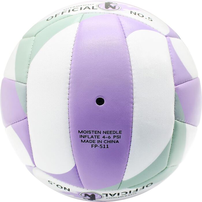 Волейбольний м'яч Fantecia, розмір 5, з насосом. М'який шкіряний волейбольний м'яч для пляжного та залу, ідеальний подарунок для дівчат, підлітків та дорослих. Колір: фіолетовий.