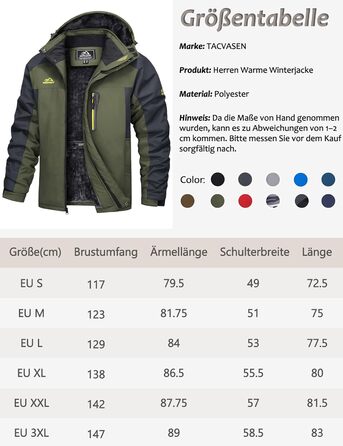 TACVASEN чоловіча тепла зимова куртка, водонепроникна функціональна куртка з капюшоном та довгими рукавами, армійного кольору