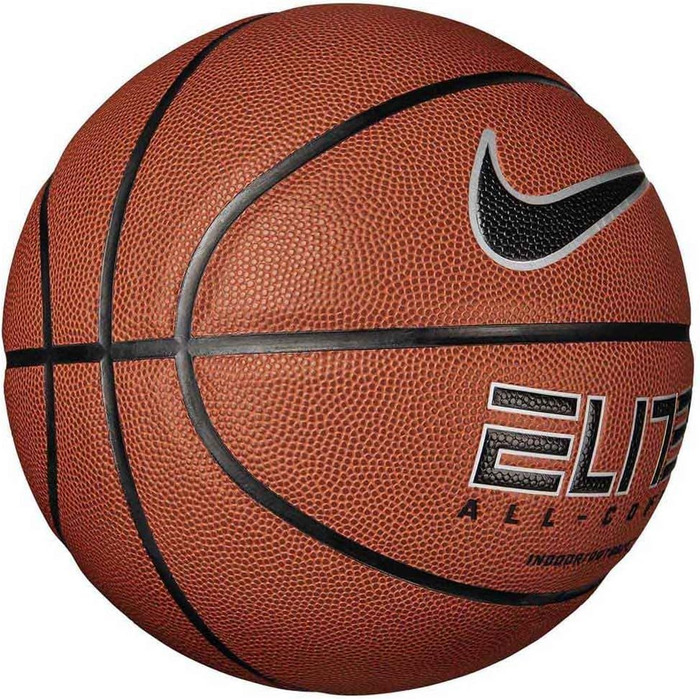 Баскетбольний м’яч Nike Elite All Court 8, розмір 7, амбер/чорний/металік, універсальний, преміум-якість