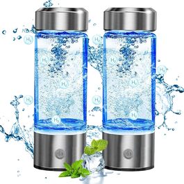 Гідрогенова пляшка для води 2024, портативний іонізатор водню, генератор водневої води, скляна антиоксидантна пляшка для пиття, анти-ейджинг, 2 штуки