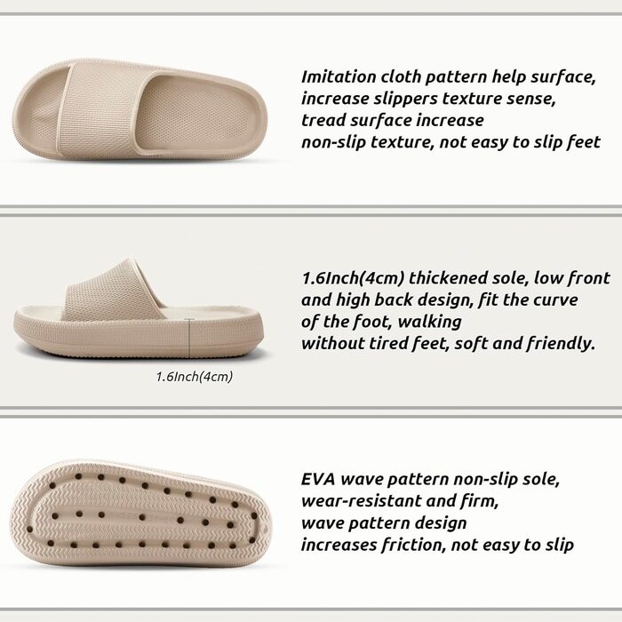 Шльпанці Badelatschen Cozislides: Зручні та антиковзкі шльпанці для дому та пляжу (37/38 EU, Хакі)