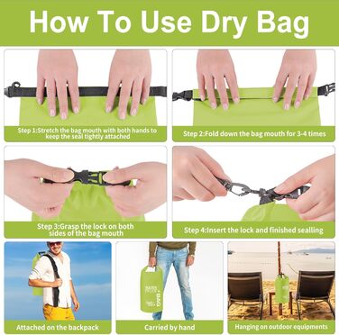 Водонепроникна сумка Uncle Paul 15 літрів (3.3 UK gal) - 2L мішок для зберігання, для водних видів спорту, кемпінгу, риболовлі