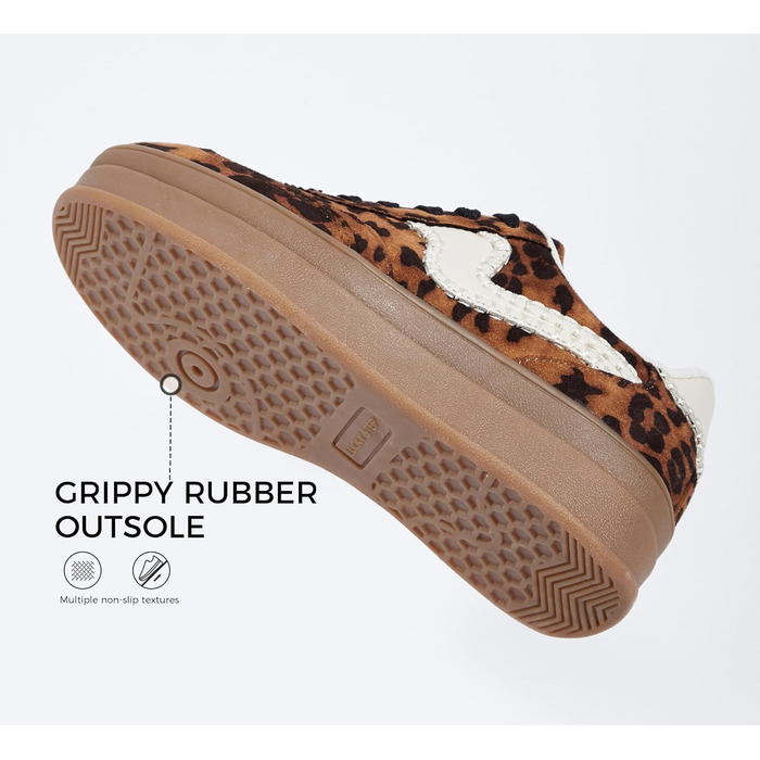 Жіночі кросівки на платформі LUCKY STEP – модні масивні кросівки, зручні шнурівки для повсякденного носіння та прогулянок з прошитими деталями. Чорно-білі (Коричневий леопард, 38 EU)