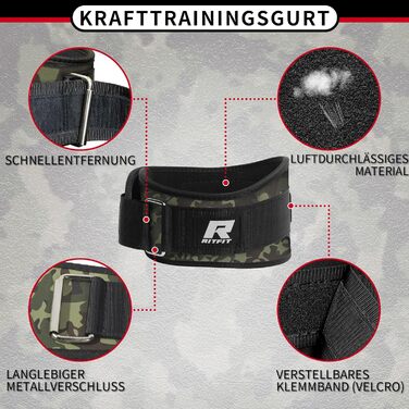 Пояс для важкої атлетики RitFit 6'' (XL) для силових тренувань та пауерліфтингу з липучкою