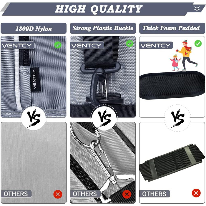 Сумка для роликів та ковзанів для дітей та дорослих (28-45 EU), сіра - L