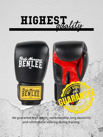Боксерські рукавички BENLEE Fighter 10 oz з натуральної шкіри, чорно-червоні, одиночні