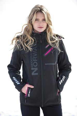 Жіноча мембранна куртка Softshell Geographical Norway Outdoor — водонепроникна спортивна вітровка для дощу (L, блідо-рожевий з чорним)
