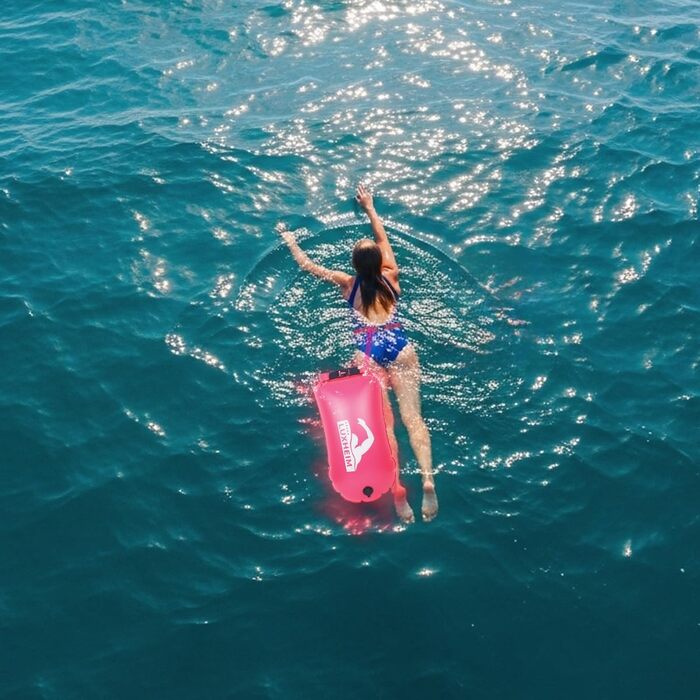 Буя для плавання Schleppschwimmer 28L, сигнальний, для відкритих вод, триатлону, водонепроникний Dry Bag, рожевий