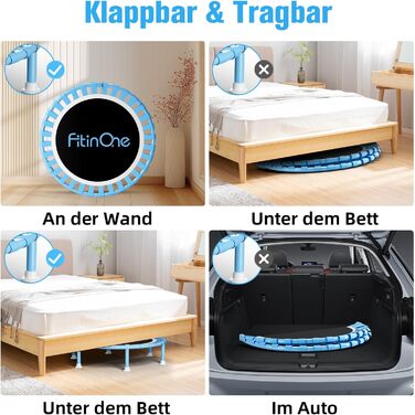 Міні-трамплін FitinOne 102 см для дому та фітнесу, 200 кг, з пружинами та регульованим руків'ям