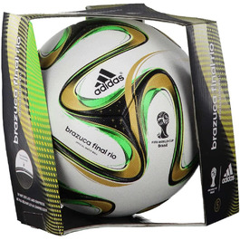 Футбольний м'яч adidas Brazuca Finale Rio 2014, білий/чорний/золотий/зелений, розмір 5